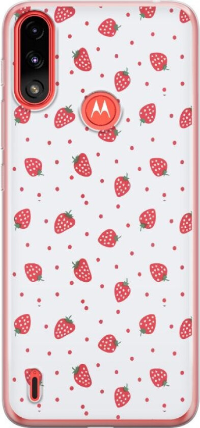 Mobildeksel til Motorola Moto E7 Power med Jordbær motiv