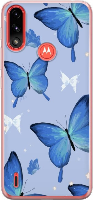 Mobildeksel til Motorola Moto E7 Power med Blå sommerfugler motiv