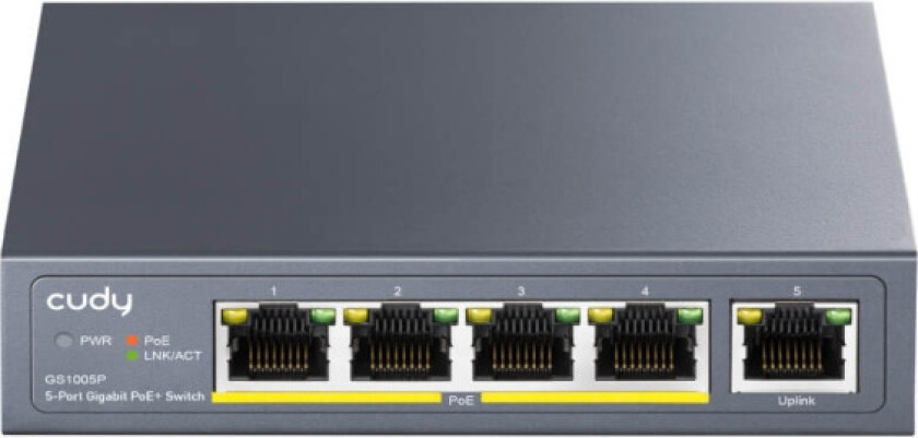 CUDY Switch GS1005P 5-port Gigabit PoE+ 60W
