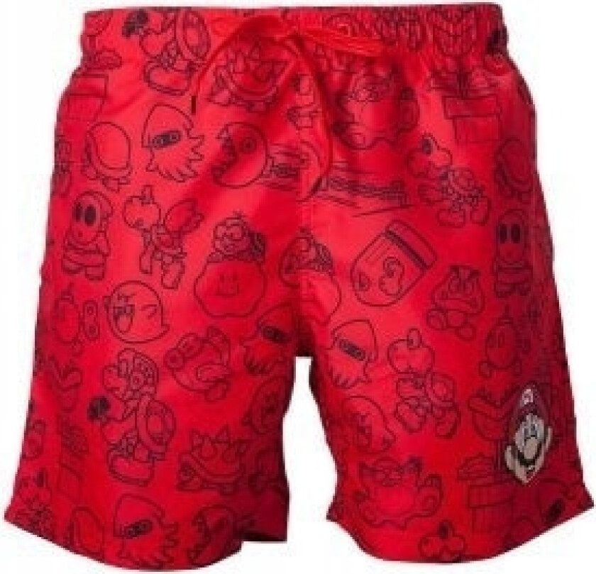 Badeshorts Super Mario Bros - rød