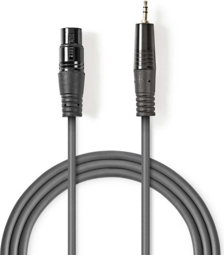 Bilde av Balansert lydkabel | XLR 3-Pin Hun | 3.5 mm Han | Nikkel belagt | 1.00 m | Rund | PVC | Mørk Grå | Pappetui