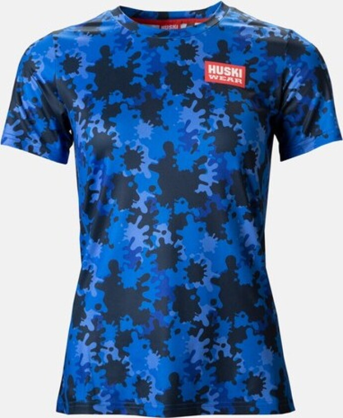 W Active Top Ss, Azure Camo, Xs, Løpeklær