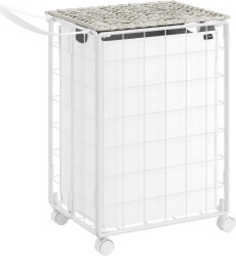 90L skittentøyskurv med hjul, lokk og avtakbar pose