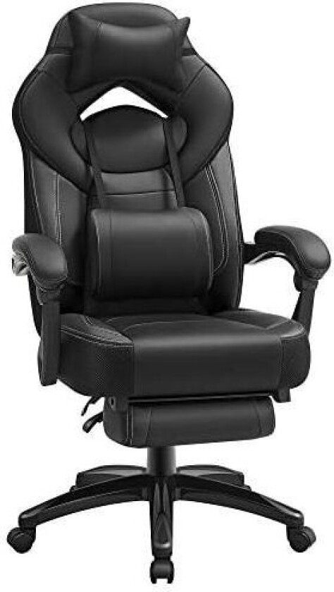 Gaming Stol, Kontorstol med Fotstøtte, Skrivebordsstol, Ergonomisk Design, Justerbar Nakkestøtte, Korsryggstøtte, Holder opptil