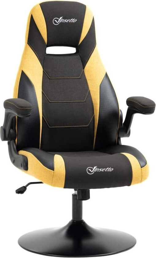 Gaming Chair Vippefunksjon, Høydejusterbar 110-116 Cm, Roterbar, Kunstskinn, Gul+Sort, For Lekerom