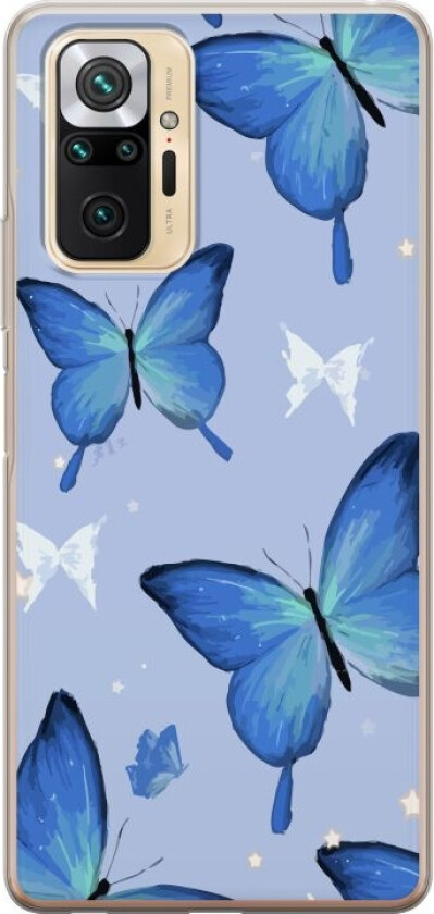Mobildeksel til Xiaomi Redmi Note 10 Pro med Blå sommerfugler motiv