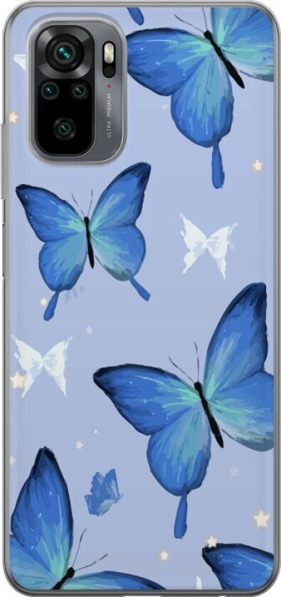 Mobildeksel til Xiaomi Redmi Note 10 med Blå sommerfugler motiv