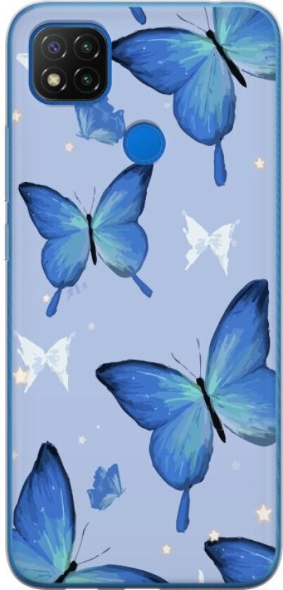 Mobildeksel til Xiaomi Redmi 9C NFC med Blå sommerfugler motiv