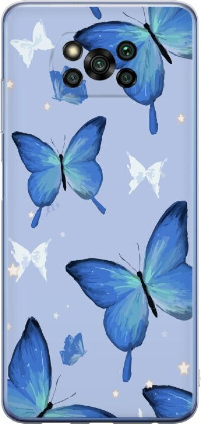 Mobildeksel til Xiaomi Poco X3 Pro med Blå sommerfugler motiv