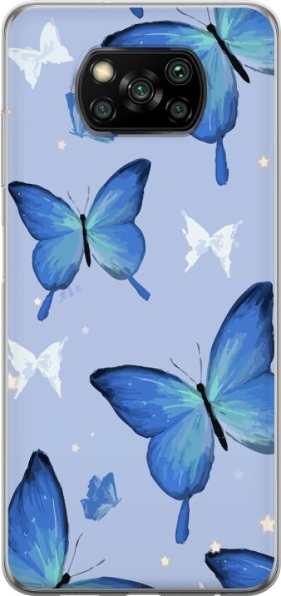 Mobildeksel til Xiaomi Poco X3 NFC med Blå sommerfugler motiv