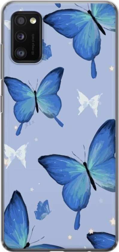 Mobildeksel til Samsung Galaxy A41 med Blå sommerfugler motiv