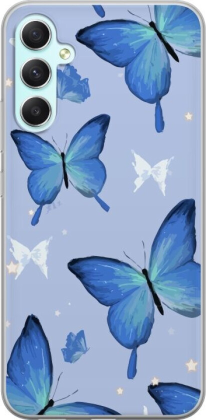 Mobildeksel til Samsung Galaxy A34 med Blå sommerfugler motiv