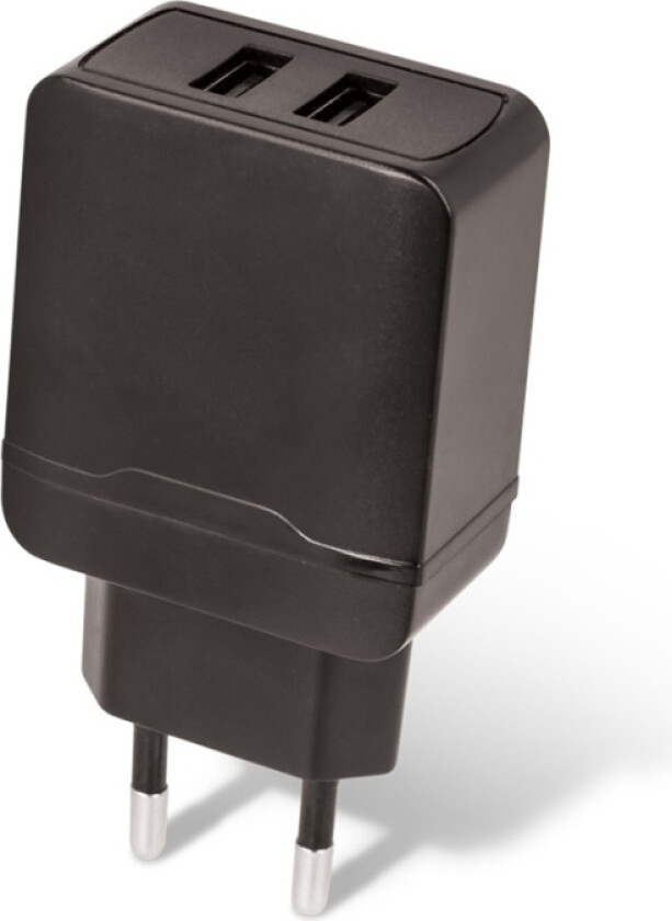 USB-hurtiglader, MXTC-02, 2xUSB, hurtiglading, svart