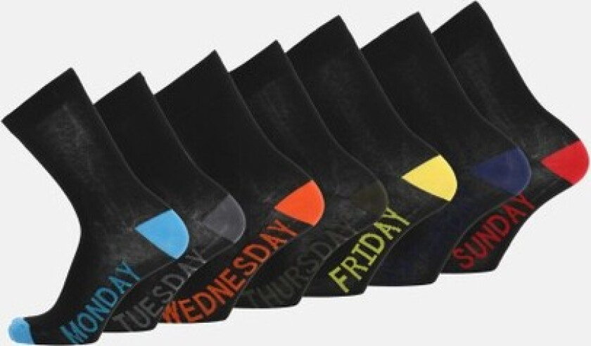 Weekly Socks, Black, No Size,  Bomullssokker