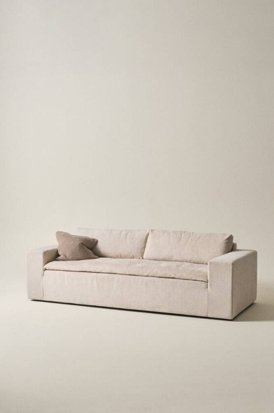 sofa 3-seter Eliseouter: champagne color leather /inside: offwhite color velvet