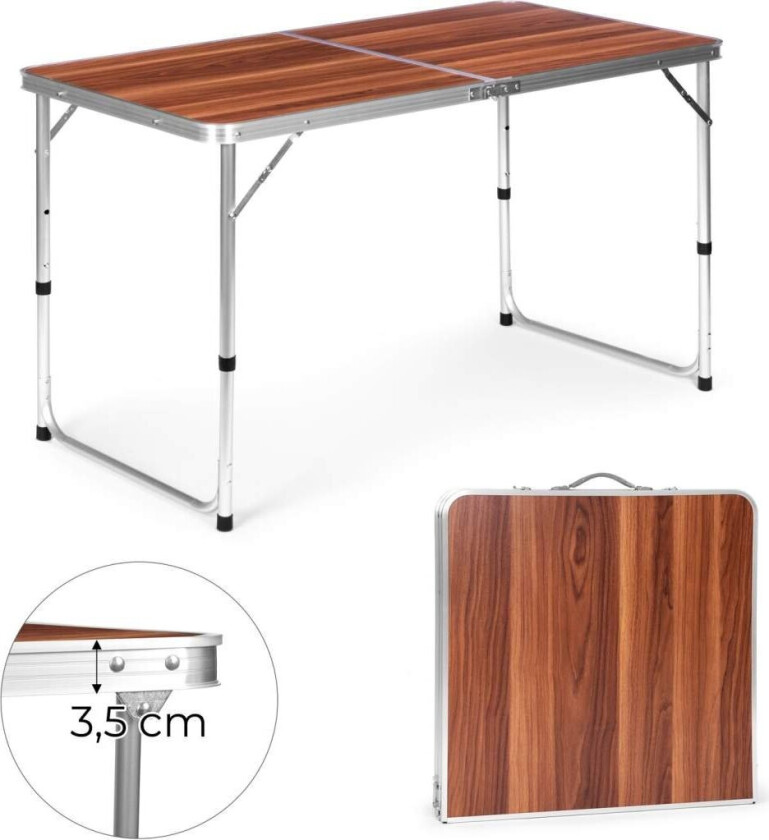 Bilde av Turistbord sammenleggbart campingbord brun topp 120 x 60 cm