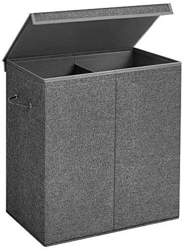 142L skittentøyskurv, vaskekurv, 2-roms vaskekurv med magnetisk lokk og håndtak, sammenleggbar, avtagbar foringspose, stoff i li