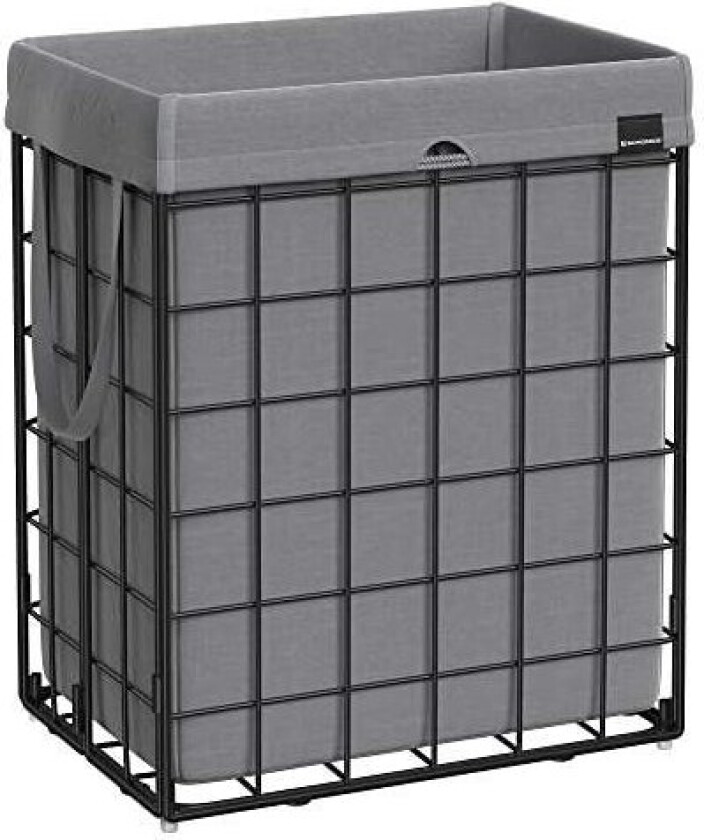 90L skittentøyskurv, sammenleggbar vaskekurv, vaskekurv, avtakbar og vaskbar pose, metalltrådramme, for soverom, bad, svart og g