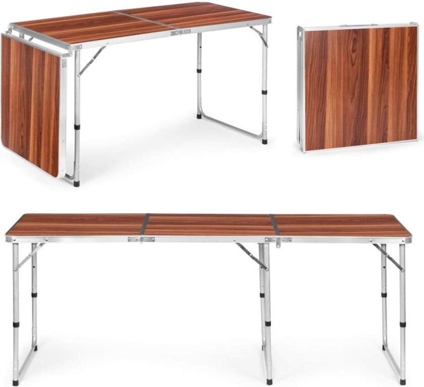 Bilde av Turistbord, sammenleggbart campingbord, brun topp, 180 x 60 cm