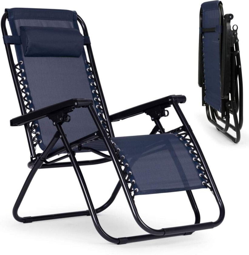 Hagestol med justerbar ryggstøtte - mørkeblå ZERO GRAVITY ModernHome