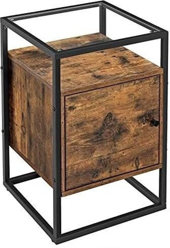 Nattbord, nattbord, glass sidebord med skap, ende bord, for soverom, stue, hall, stabilt herdet glass, enkel montering, industri