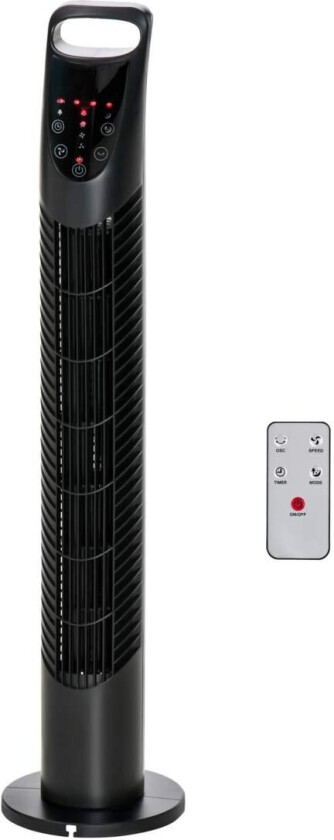 Tårnvifte Stillestående Stativvifte 3 Nivåer 7,5H Timer 40W Fjernkontroll 70° Oscillation Soverom Svart