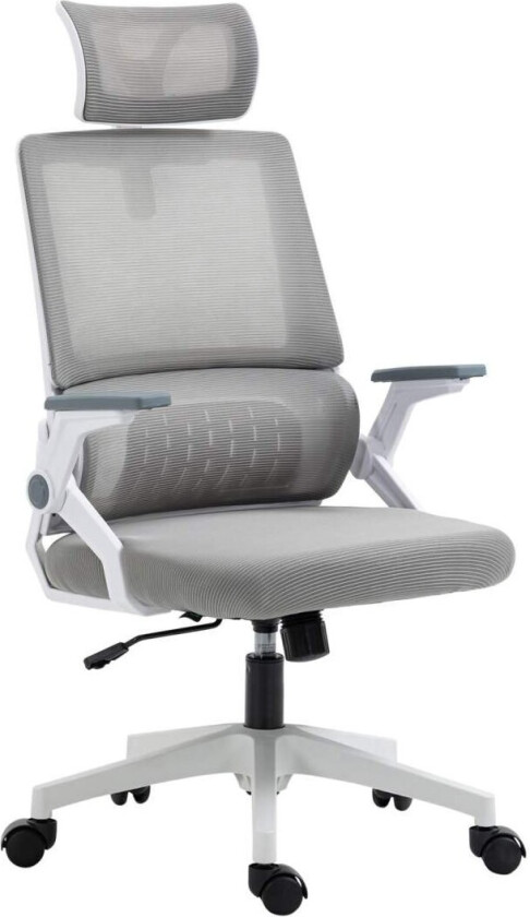 Kontorstol Ergonomisk Skrivebordsstol Justerbar Hodestøtte Armlen Høydejusterbar Svingstol Vippefunksjon Korsryggstøtte Mesh