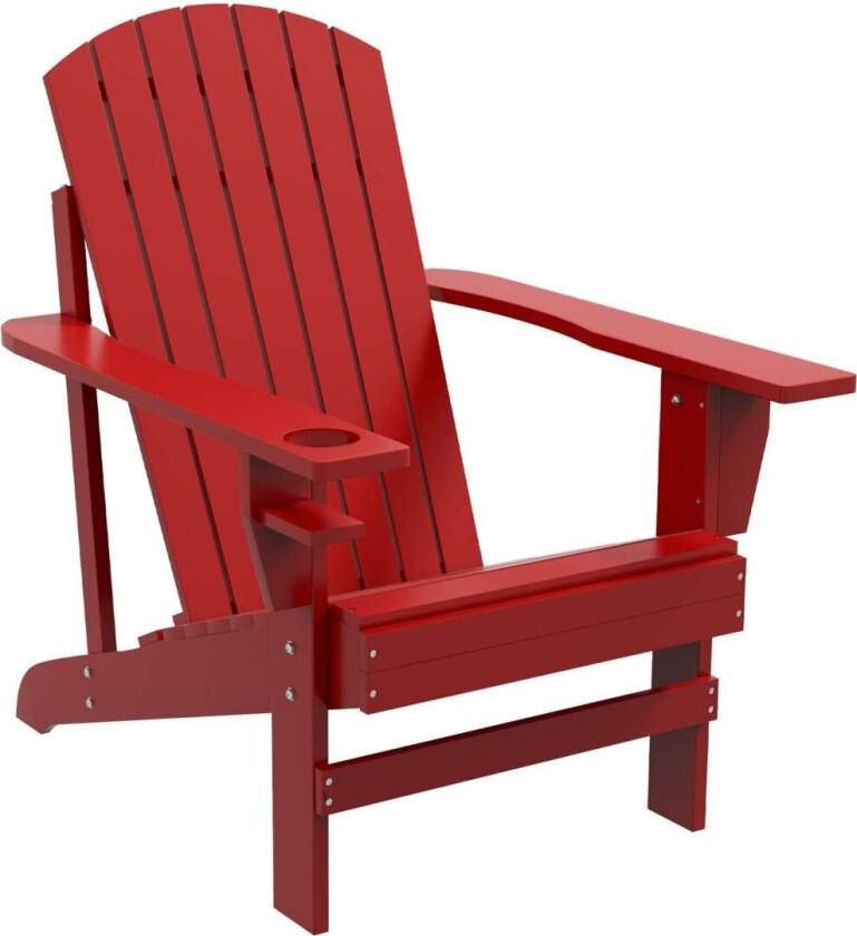 Adirondack Hagestol Med Koppholder Hageseng Balkongstol Heltre Rød 72 X 94 X 93 Cm