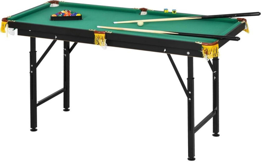 Biljardbord 4,6 Fot Sammenleggbart 140 X 60 X 55-75 Cm Bordbiljard Med Tilbehør, Trekant, 2 Køer, 16 Baller For Ungdom, Voksne,