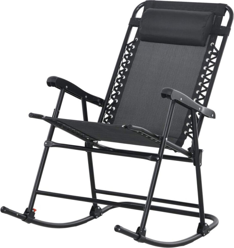 Gyngestol Sammenleggbar Hagestol Huskestol Pute Opptil 120Kg Hage Balkong Mesh Svart 95X64X106Cm