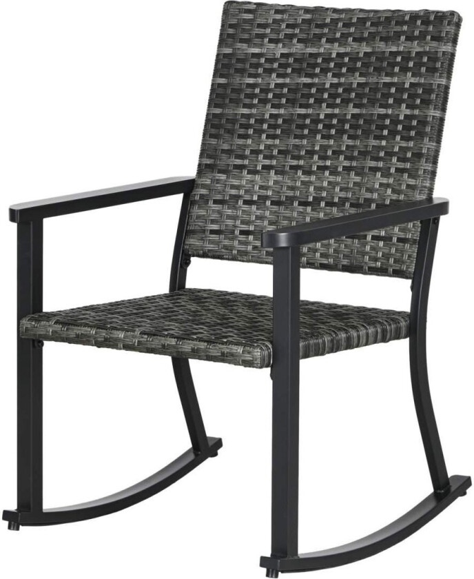 Rattan Gyngestol Hagestol Gyngestol For Balkong Og Uteplass Loungemøbler Grå 62X75X95Cm