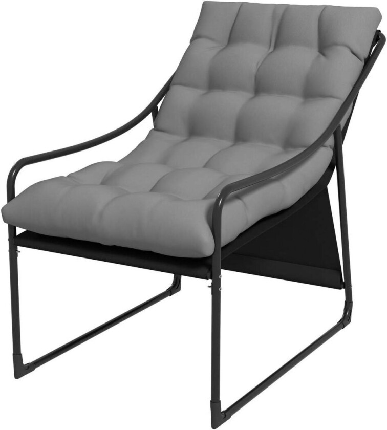 Hagestol Hagestol Med Tykk Sittepute Hage Lounge Stol Med Armlen, Bæreevne Opptil 120 Kg, For Hage, Balkong, Grå