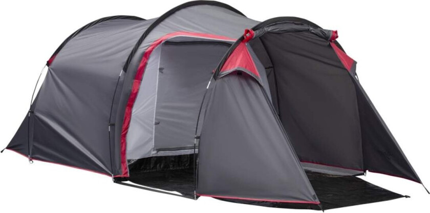 Telt For 2-3 Personer 190T Tunnel Telt Campingtelt Med Knagger Glassfiber Polyester Grå 426 X 206 X 154 Cm