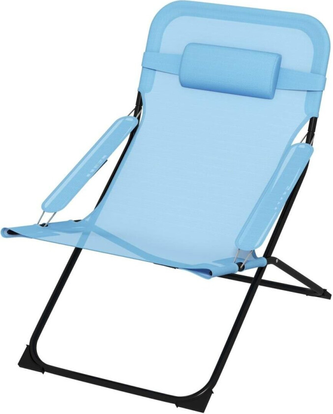 Klappstol Hagestol Justerbar Rygg Campingstolpute 120Kg Mesh Blå