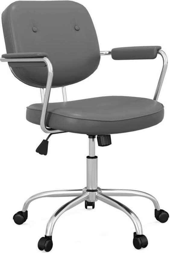 Kontorstol Gyngefunksjon, Skinnimitasjon, Høydejusterbar 82-92Cm, Hjul, Opptil 120Kg, Svingstol