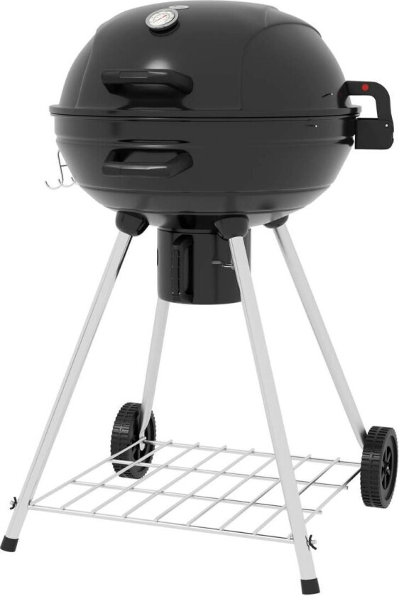 Kullgrill, Bbq Campinggrill Med Grillrist, Hjul, Hylle, Askefanger, Integrert Termometer, Metall