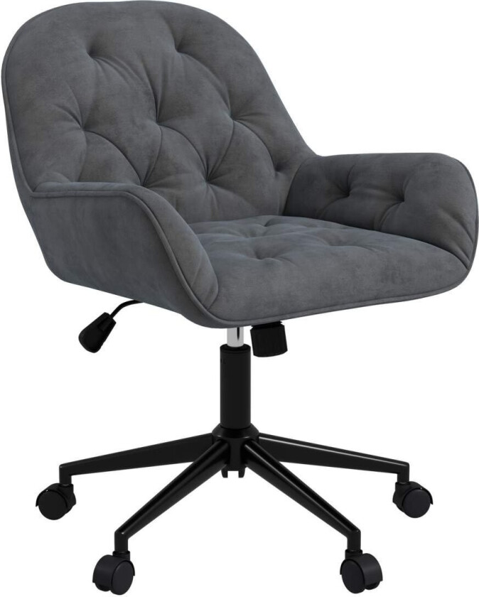 Kontorstol Skrivebordsstol Med Vippefunksjon, Høydejusterbar, Ergonomisk, Fløyelslook, Mørkegrå