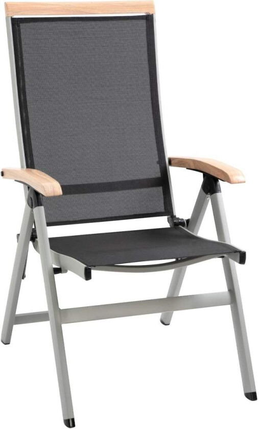 Sammenleggbar Stol Hagestol Aluminium Mesh Svart Sølv Ryggstøtte Armlen 61X64X112Cm