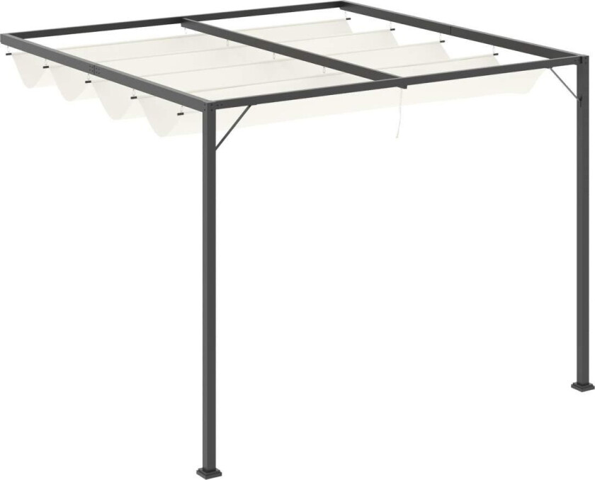 Pergola Lysthus 3 X 3 M Hagepaviljong Bbq Paviljong Med Tekstiltak Uteplass Baldakin Værbestandig Veggmontering Metall Polyester
