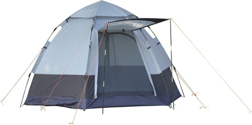 Campingtelt 3-4 Person Telt Familietelt Kuppeltelt 210T Pu 3000Mm Enkelt Oppsett Stålfiberglass Grå+Sort 240 X 240 X 195 Cm