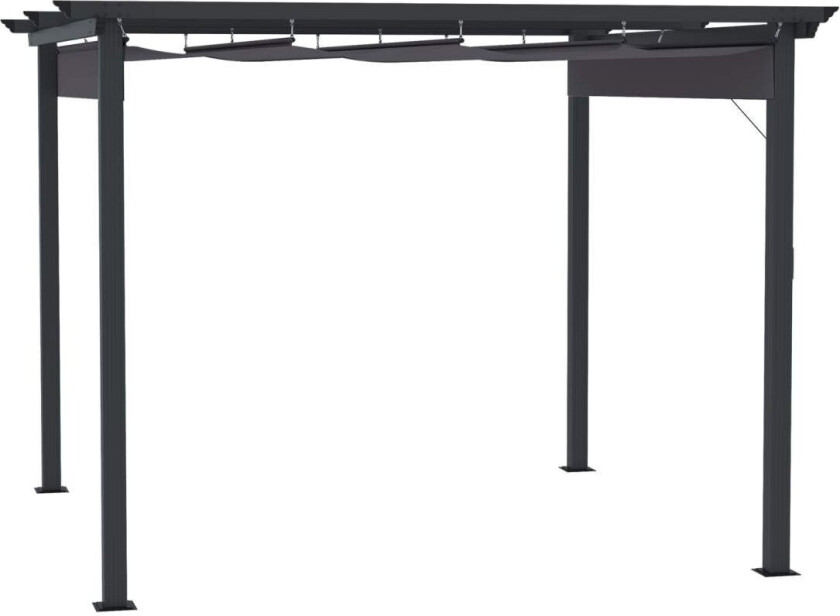 Pergola 2,95 X 2,95 M Gazebo Uteplass Med Skyvetak Aluminium Polyester Grå
