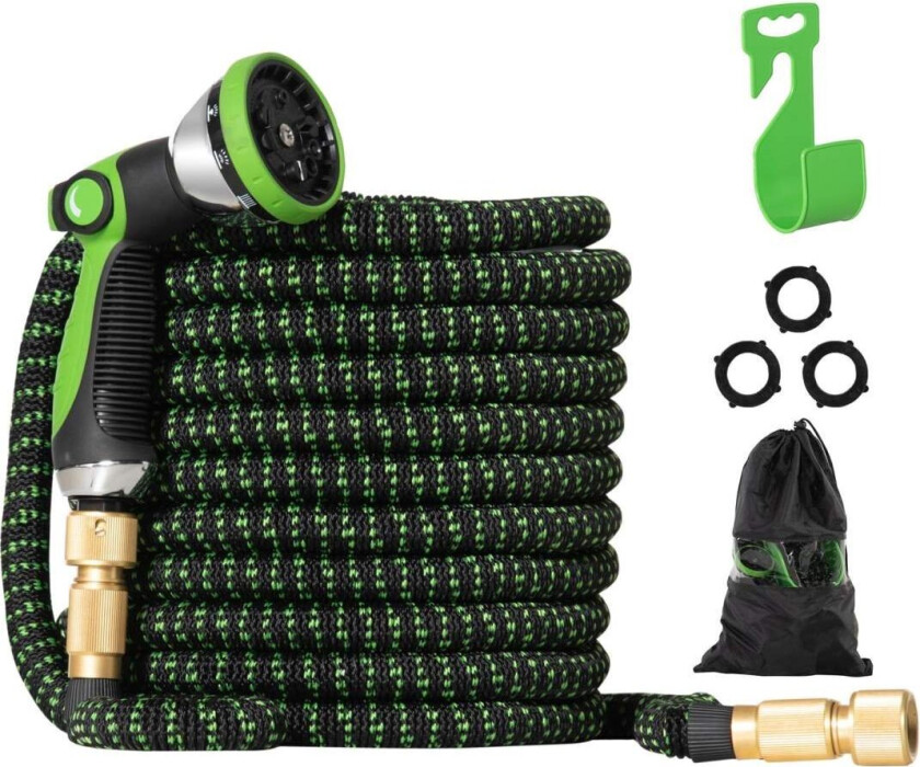 Fleksibel Hageslange 22,5 M 10 Funksjoner Spraydyse Vannslange 1/2 3/4 Tommers Tilkobling Bilvask Vanning