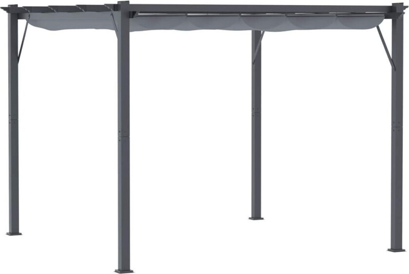 Pergola Gazebo Uteplass Med Skyvetak, Hage, Aluminium, Koksgrå + Mørkegrå, 3X3X2,23M