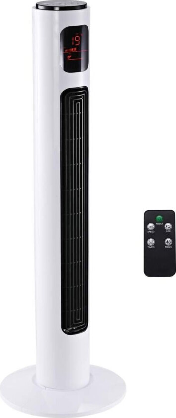 Tårnvifte 70° Oscillerende Sokkelvifte 96Cm 45W 3 Modi Abs Plast Hvit+Sort