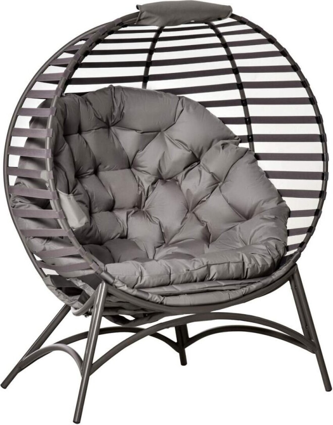 Papasan Stol Hagestol 2 Kurver Puter Oval Lounge Stol Sammenleggbar Balkong Patio Sand Brun Stål 118X75X139Cm