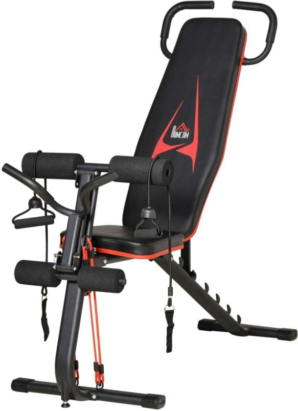 Vektbenk Justerbar Treningsbenk Med Elastisk Tau Sittebenk 6 Nivåer Ryggstøttegradientvekt Opp Til 150 Kg 145 X 49 X 57-127 Cm