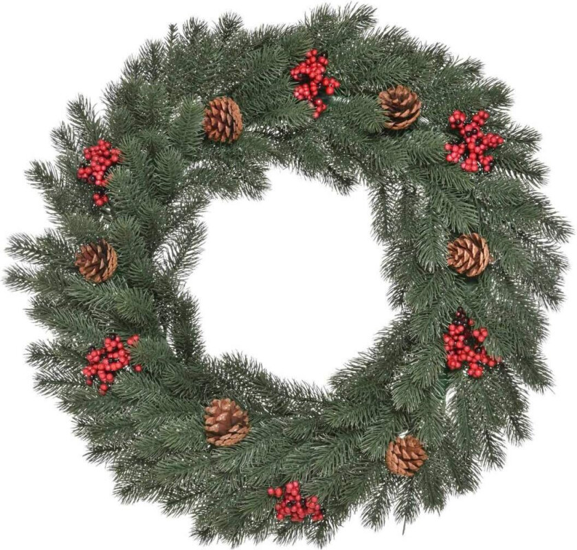 Grankrans, Dørkrans, Julekrans, Bakside Med Hengende Malje, Pe Grønn, Diameter 60 X 8 Cm