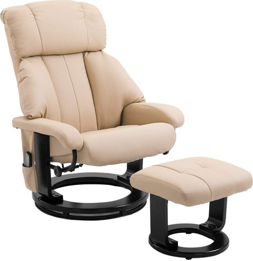 Hvilestol Med Hvilefunksjon, Massasjestol, Tv-Stol, Hvilestol, Ergonomisk Stol, Lenestol Med Krakk, Massasje, Beige, 76 X 80 X 1