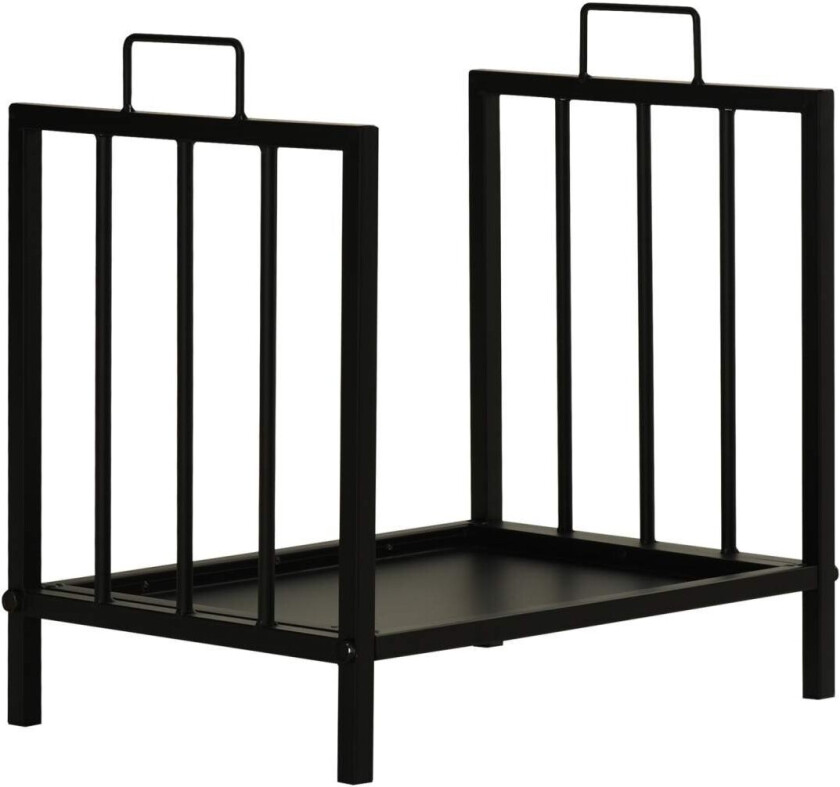 Vedstativ Vedstativ Med To Håndtak Peisbestikk 50 Kg Kraftig Vedstativ Peisverktøy Metall Svart 39 X 32,5 X 46 Cm