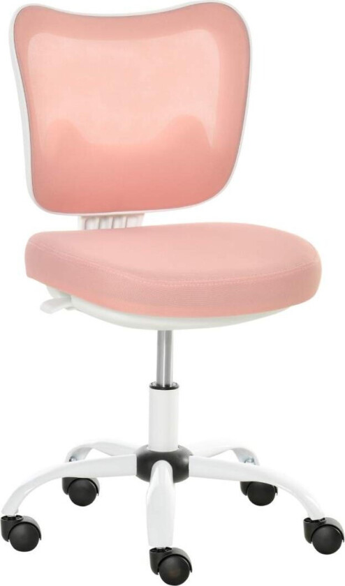 Kontorstol Svingstol Uten Armlener Høydejusterbart Skum Abs Metall Hvit + Rosa 46 X 51 X 78-87,5 Cm